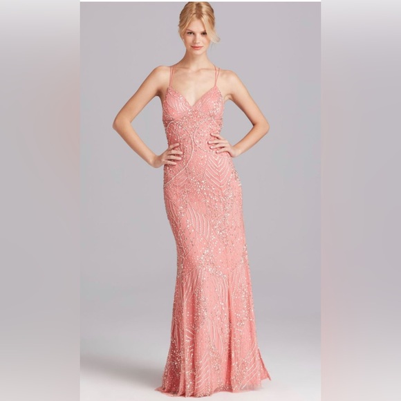 Adrianna Papell Pink/Peach Gown Size 4-6 Formal, Prom, Wedding - Picture 5 of 11